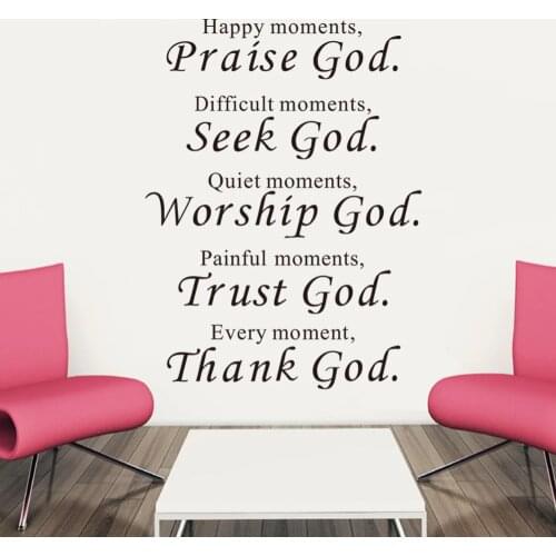 Bible Wall stickers home decor Praise Seek Worship Trust Thank God Quotes Christian Bless Proverbs PVC Decals Living room mural