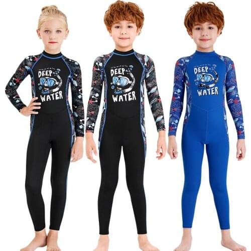 New Childrens Swimsuit Mens One Piece Diving Suit Long Sleeve Swimsuit Womens Snorkeling Sun Protection Quick Drying Hot