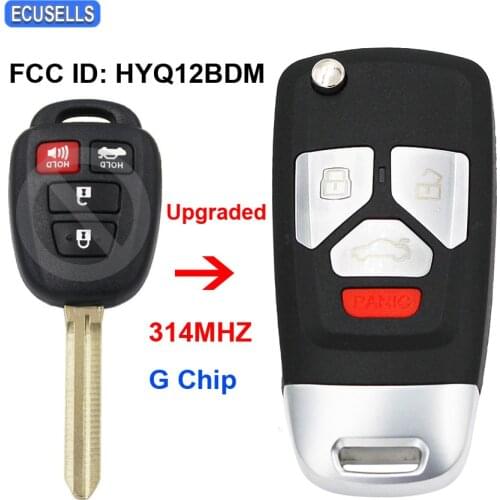 Upgraded Folding Flip Remote Car Key Fob 314Mhz G Chip for Toyota Camry 2012 2013 2014 FCC ID: HYQ12BDM P/N: 89070-52F60