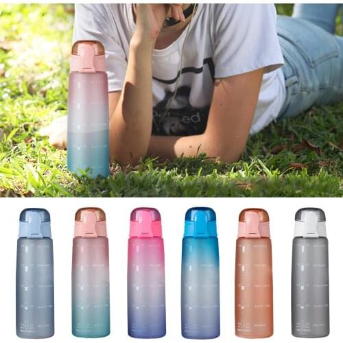 Portable Motivational Sport Water Bottle With Time Marker Leakproof Bottle For Fitness Sports