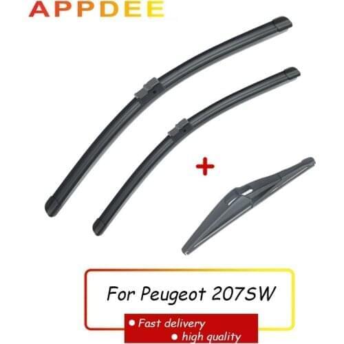 APPDEE Wiper Front Rear Wiper Blades Set For Peugeot 207SW 2006-2015 2014 Windshield Windscreen Front Rear Window 26"+17"+12"