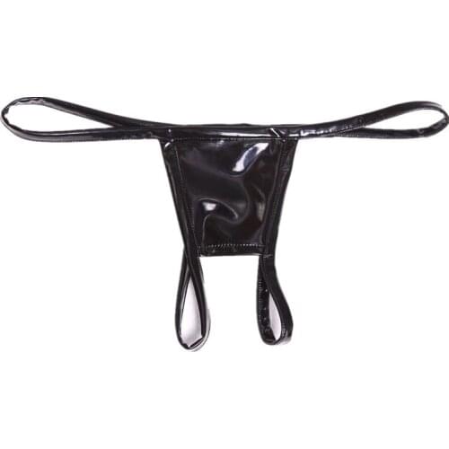 PVC Faux Latex Hollow Out Crotchless Thongs Mirror Thong G-string Underwear T-back Lingerie Strings Ladies Lingerie Sexy Panties