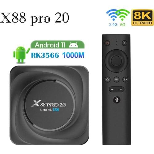 X88 PRO 20 TV Box Android11 8GB RAM 128GB ROM Rockchip RK3566 Support 4K 8K 24fps IP TV BOX Google Assistant Youtube 4G 64GB