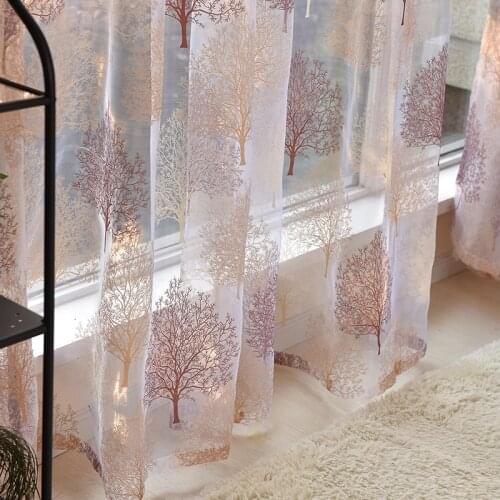 Modern Finished Floral Sheer Window Curtains for Living Room the Bedroom Kitchen Tulle Curtains Window Treatment decoration