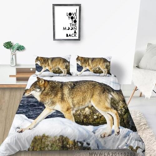 Wolf Series Bed Set Snow Mountain 3D Blue Sea Duvet Cover Twin Queen King Full Double Single 3D Animal Print Bedding Set