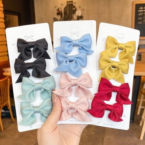 21 Pairs/Lot, 2" Mini Ribbon Bow Hair Clips, Baby Girls Sailor Bow Hairpins, Birthday Party Headwear