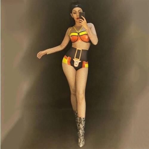 Nightclub Female Singer Group Fashion Sports Dance Jumpsuit Sexy But Not Exposed Women Cheerleaders Stage Performance WearDJ362