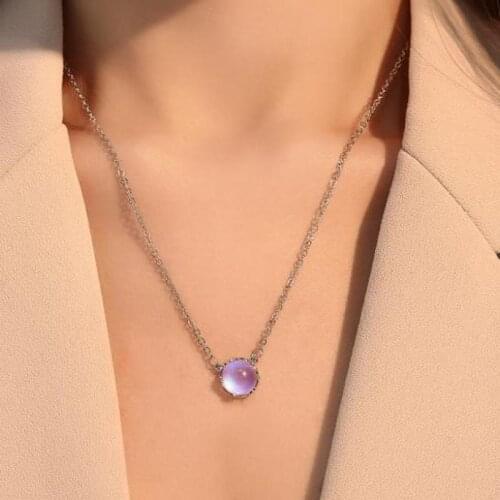 Moonstone Pendant Necklace For Women Jewelry Blue Gradient Stone Necklaces & Pendants Korean Sweet New Necklace Charms Jewellery