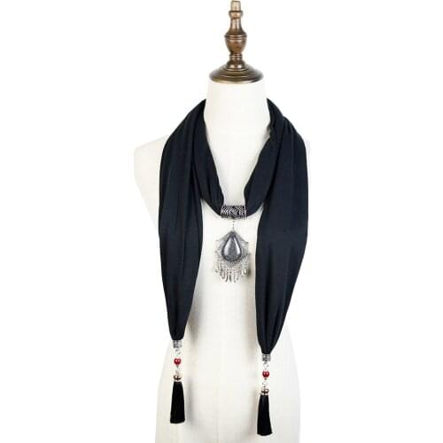 Fashion pendant Jewelry scarf necklace shaw cotton soft scarves gemstone women shawl beaded jewellery beach sarong hijabs shawl