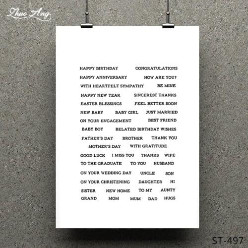 ZhuoAng Birthday greeting Clear Stamp for Scrapbooking Rubber Stamp Seal Paper Craft Clear Stamps Card Making