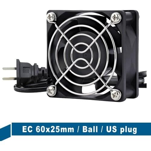 1Pcs Gdstime EC Brushless Cooling Fan 60mm x 25mm Cooler 6cm Ball Bearing 60*60*25mm AC 110V 120V 220V 240V 6025B with US Plug
