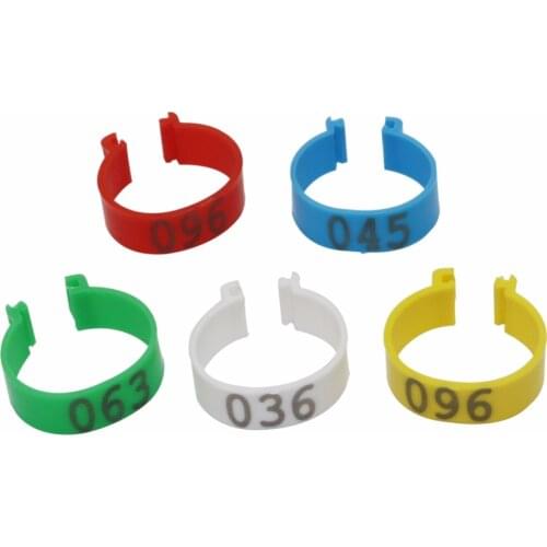 100 Pcs Inner Diameter 2.5cm NO.001-100 Poultry Digital Clip Ring Chickens Duck Geese Adult Turkey 5 Colors Poultry Foot Ring