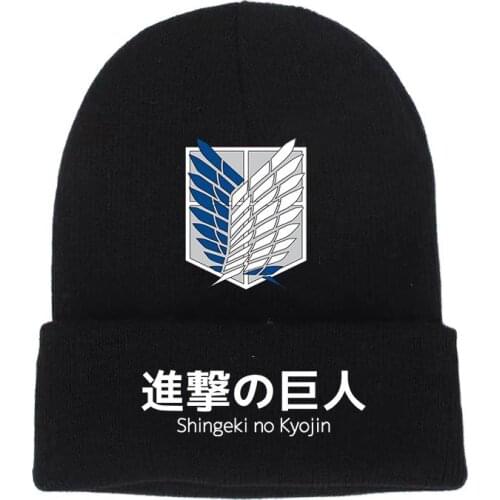 2021Anime Attack on Titan Knitted winter hat Cotton men women Anime beanie bonnets