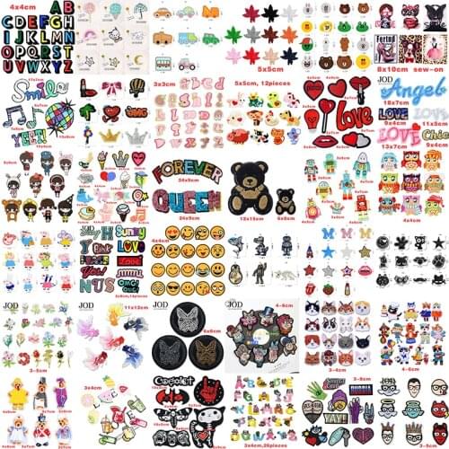 46style) Mixed Embroidery Animal Sequin Patch Iron on Stripes for Clothing Children Accessories Applique Stickers Cloth Badges