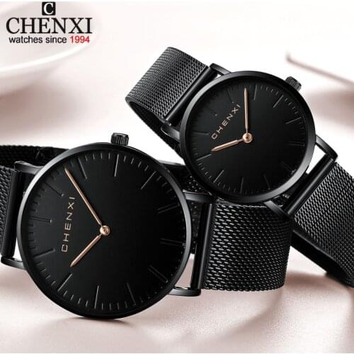 CHENXI Set Top Brand Luxury Lover Watches Quartz Watch Women&Men Casual Slim Mesh Steel Waterproof Sport Watch Relogio Masculino