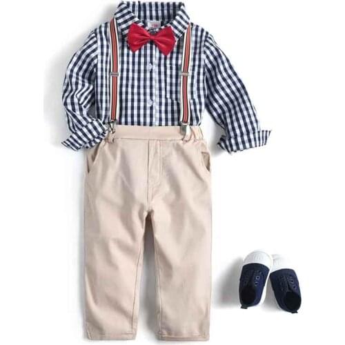 Kids Gentleman Suit Baby Boys Formal Suits Birthday Wedding Party Clothes Kids Shirt Pant Bowtie 3Pcs Clothing