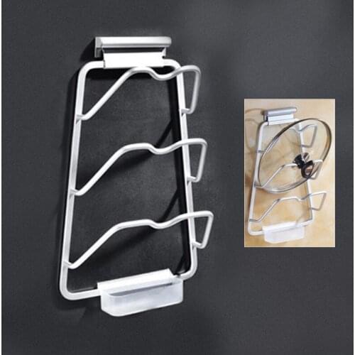 Door Wall Mounted Pot Lid Rack Organizer Aluminum Pan Cover Storage Holder for Kitchen Cabinet Accessories Tool