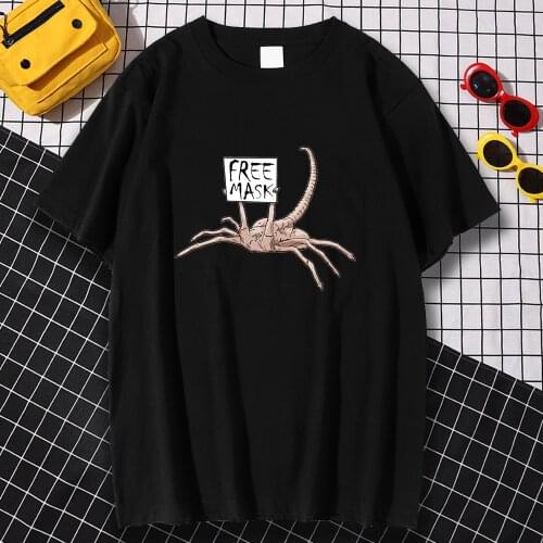 Alien Facehugger Horror Print T Shirt Men Personality Funny Tee Clothing Summer O-Neck Tops Fashion Casual Streetwear Mens 2020