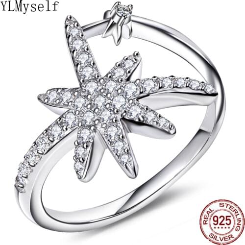 Real 925 silver ring tiny cubic Zirconia crystal top quality Fireworks design finger rings elegant statement jewelry