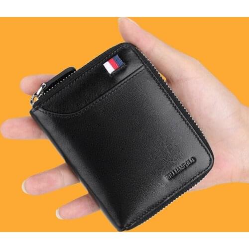 WILLIAMPOLO Mens Wallet Short Credit Card Holder Genuine Leather Organizer Mini Multi Card Case Zipper with Change Coin Purse