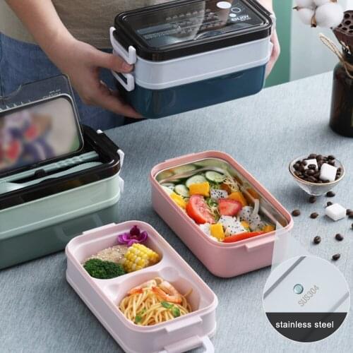 Lunch Box Bento Box for Student Office Worker Double-layer Microwave Heating Lunch Container Food Storage Container