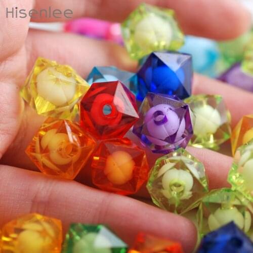 Hisenlee 8MM-20MM 7 Kind Sizes Mixed Colors Chunky Beads Acrylic Square Bead In Bead For DIY Jewelry Making