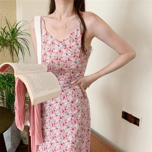Sweet Floral Dress Women Elegant Strap Party Mini Kawaii Dress Female French Sexy High Street Beach Summer Korean Dress 2021 New