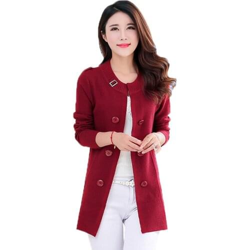 Fashion Autumn Spring Women Sweater Cardigans Casual Long Loose Female Knitted Coat Cardigan Sweater Lady belt Knit Plus Size