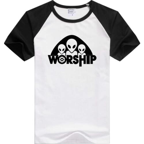 Alien Worship short sleeve casual Men/Women T-shirt Tshirt Cool Print Tops Fashion funny design GA353