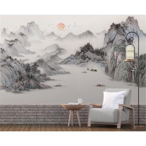 Beibehang Custom size wallpaper Chinese style landscape abstract sun rising decorative background Papel de Pared 3D wallpaper