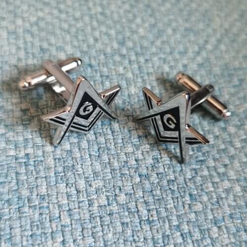 Wholesale 100 Pairs Chrome Plated Freemasonry enamel cuff links masonry Masonic fashion cufflinks