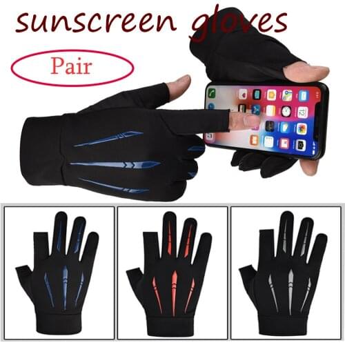 Ice Silk Sunscreen Gloves Fishing Breathable High Elastic Outdoor Cycling Driving Touch Screen Man