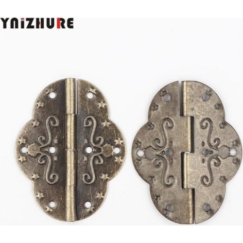 Bronze Tone Cabinet Door Hinge,Door Pattern Carved Star Hinges DIY Box,8 Holes Bag Accessory With Screws,69*53mm,20Pcs