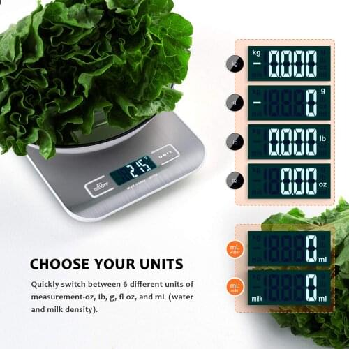 5kg/1g/0.1oz USB Kitchen Scale Digital Food Scale Accuracy Measuring Scale LCD Display Stainless Steel Kitchen Accessories