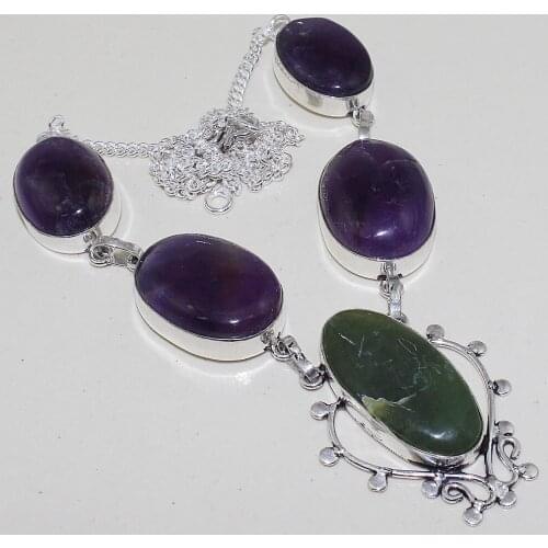 Ametheyst Necklace Silver Overlay over Copper , 51 cm, N0719