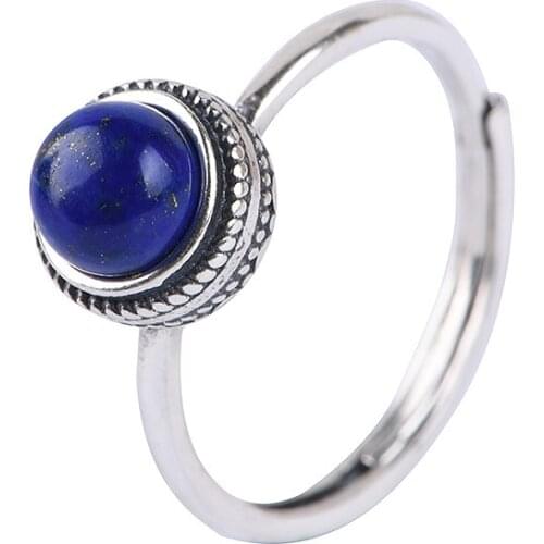 S925 silver retro fashion lapis lazuli ring