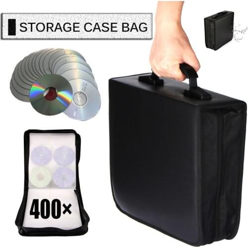 Car Disc 400 CDs Storage Bag CD Wallet DVD Large Capacity Travel Box Zipper Space Saving Holder Home Black