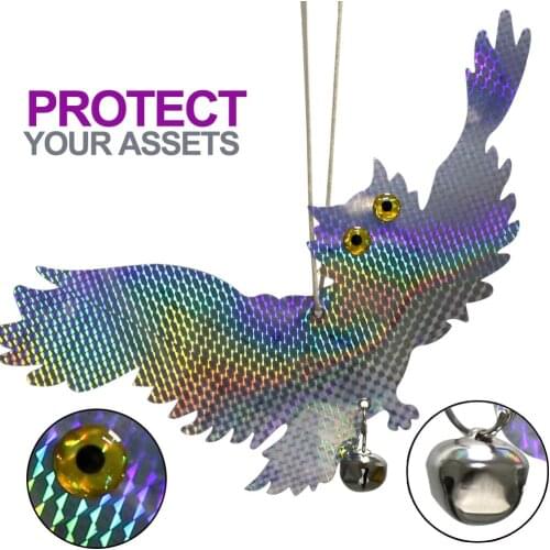 Control Scare Device Laser Reflective Owl Bird Repellent Fake Owl Scares Bird Pigeons Woodpecker Repellent
