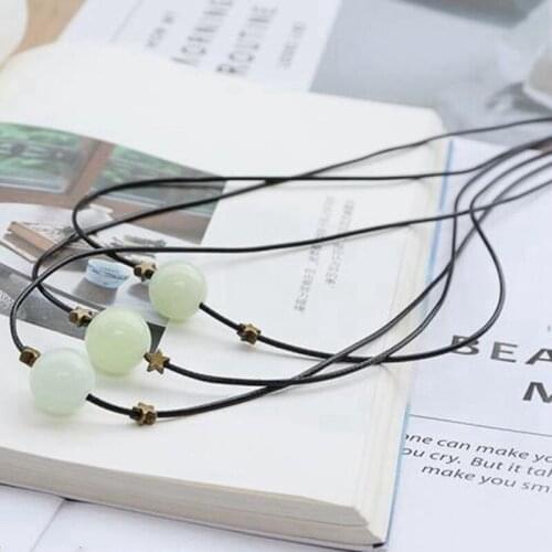 Vintage Glowing Glass Pendants Necklace For Women Men Luminous In Dark Fashion Clavicle Chain Jewelry