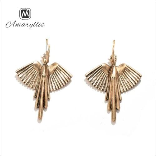 Amaiyllis Vintage Alloy Bird Dangle Earrings For Women Ethnic Eagle Pendant Drop Earrings Fashion Jewelry Retro Brincos Mujer