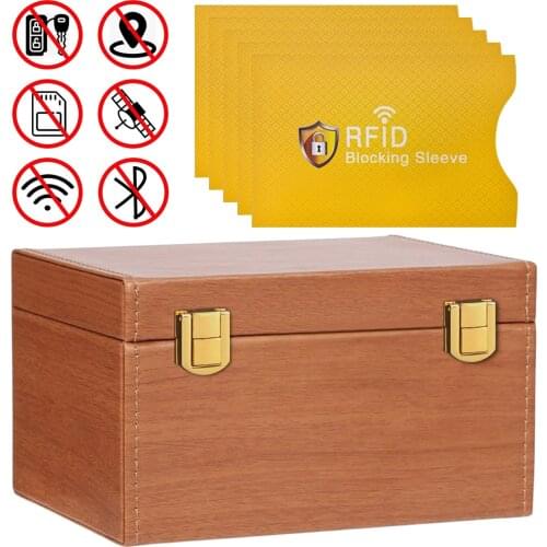 RFID Signal Blocker Blocking Case Box with 5pcs Shielding Pouch for Car Key Fob Keyless Cell Phones Cards Privacy Protection