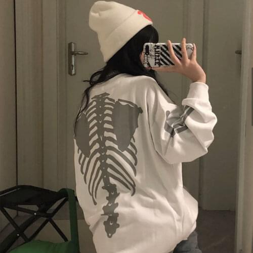 Spring Autumn Female Hooded Sweatshirt Slit Back Long Sleeve Loose print Women Fleece Hoodies Coats plus size women White top