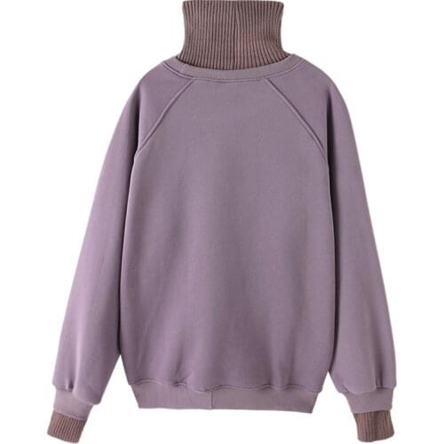 Women Thick Cotton Sweatshirts Winter Japanese Fashion 2019 Oversize Ladies Turn-down Collar Pullovers Warm Velent Jacket