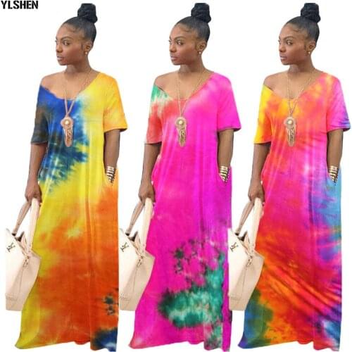 Women 2020 Fashion Clothes African Dresses for Women Tie Dye Print Boubou Robe Africaine Femme New Dashiki Dress Africa Clothing