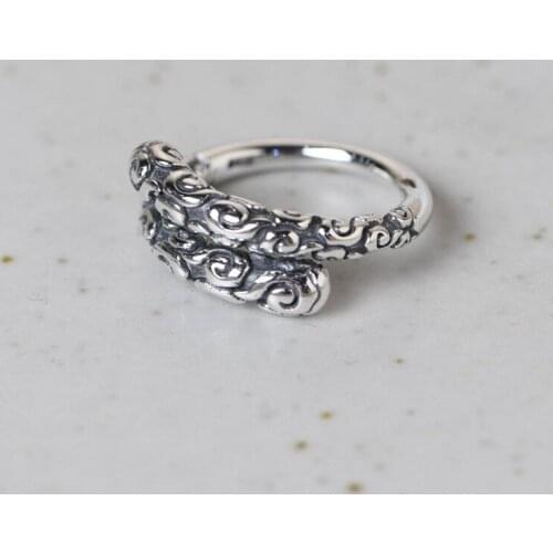 FNJ 925 Silver Sunwukong Pattern Ring for Women Jewelry 100% Original Pure S925 Silver Sterling Ring Men Lover