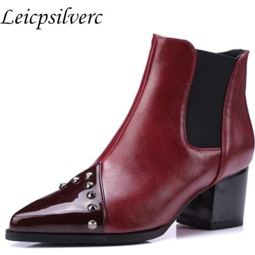 Winter Pu High-heeled shoes Splicing Nightclub Short boots Young women High-quality Womens Shoes Womens Boots Plus Size 34-48