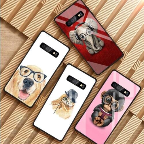 Spectacle animal Tempered Glass Phone Case For Samsung Galaxy S8 S9 S10 S20 PLUS J6 J8 2018 NOTE 8 9 10 Cover Shell