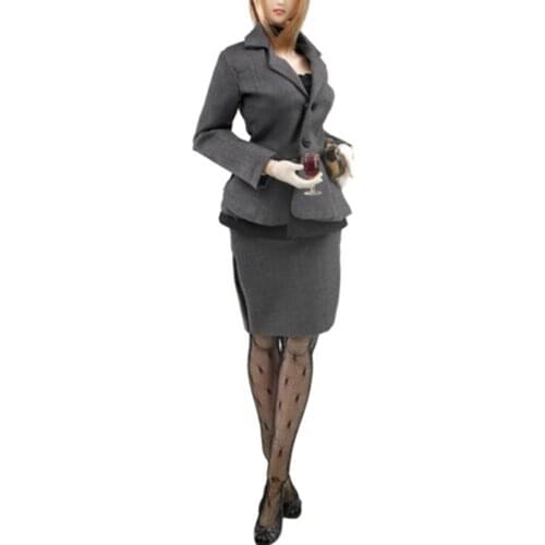 1/6 Scale Grey Business Suit Office Lady Clothing Set CC254 Women Clothes Fit 12" Female Action Figure Body