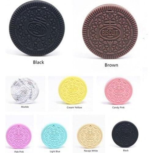 1pc Silicone Beads Baby Teether Silicone Teething Beads Rubber Teething Ring Babies Pacifier Clips Biscuit BPA Free