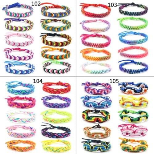 10Pcs Handmade Colorful Nepal Woven Friendship Bracelets with a Sliding Knot Closure Unisex Adjustable Mix Colors Random